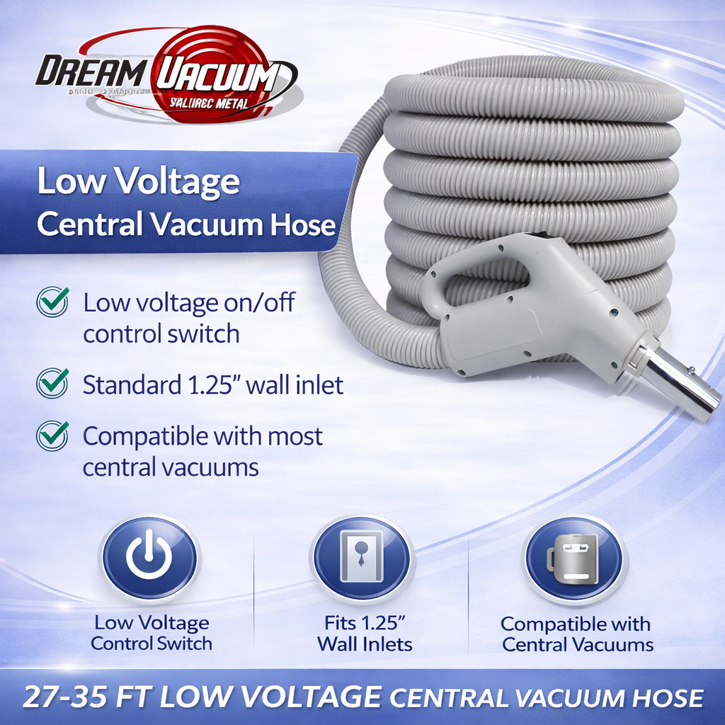 Low Voltage Central Vacuum Hose - Lightweight, Crush-Proof, Effortless Cleaning for Homes & Offices