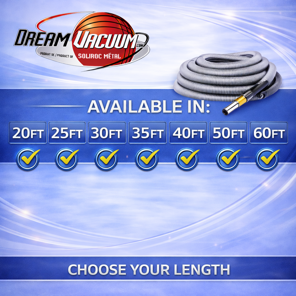 50ft Central Vacuum Hose โ Durable, Lightweight & Universal Fit for Easy Cleaning