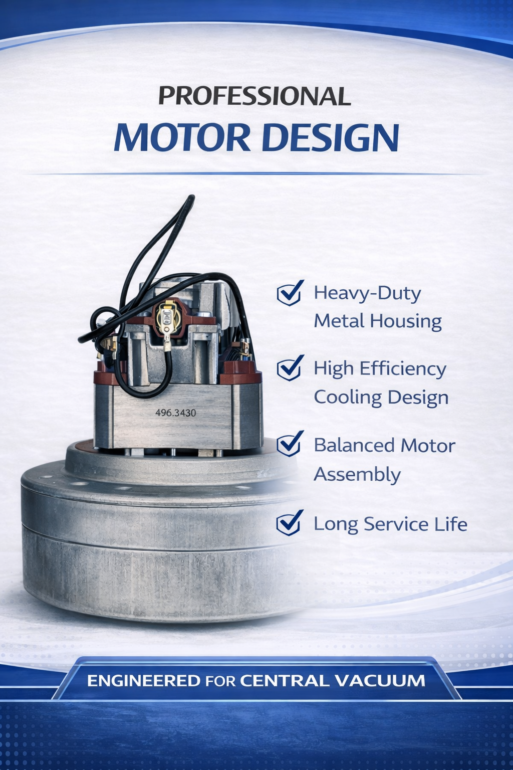 Domel 4963430 Vacuum Motor 120V Thru-Flow 5.7in Diameter 2 stage