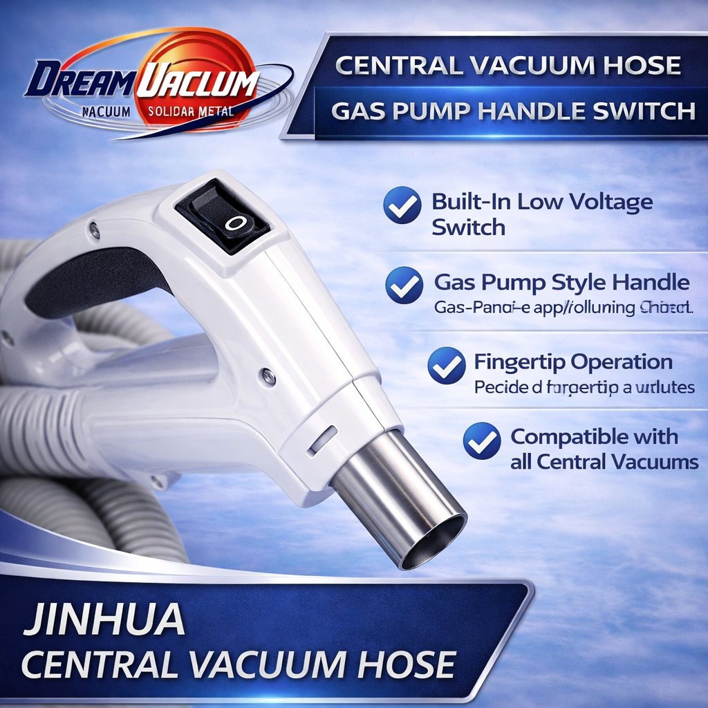 Central Vacuum Hose Low Voltage 50ft Crush-Proof Light-weight Non-Electric (Grey)