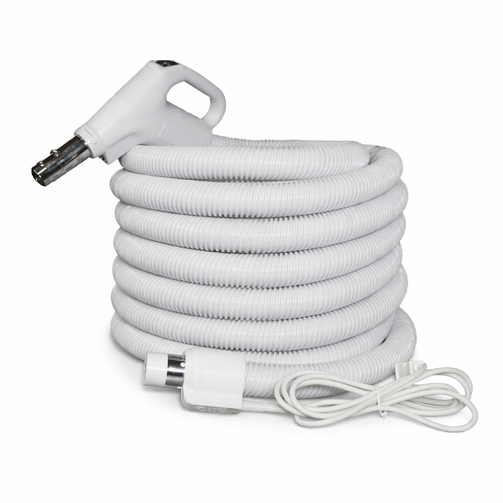 35ft Pigtail Electric Central Vacuum Hose - Lightweight, Crush-Proof, Reliable Power for Electric Powerheads