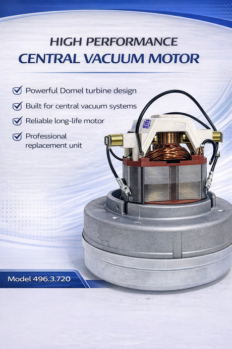 Domel Motor 496.3.720 Central Vacuum Replacement Motor – High Performance Suction Motor