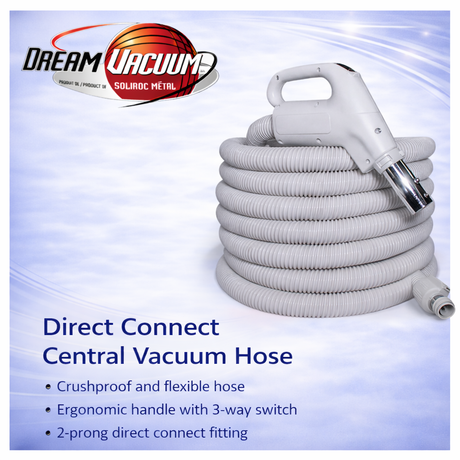 Central Vacuum Hose 35ft Direct Connect Crush-Proof Light-weight Electric