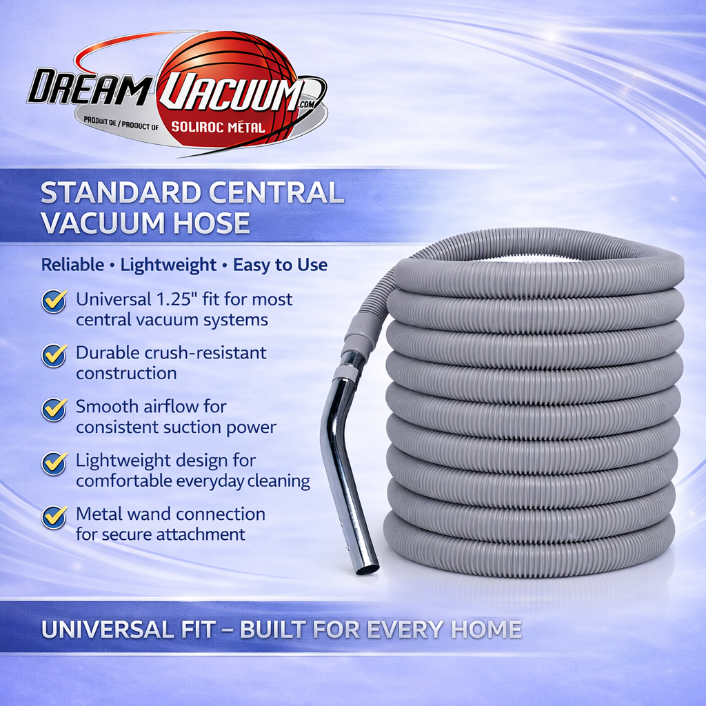 50ft Central Vacuum Hose – Durable, Lightweight & Universal Fit for Easy Cleaning