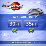 35ft Pigtail Electric Central Vacuum Hose - Lightweight, Crush-Proof, Reliable Power for Electric Powerheads