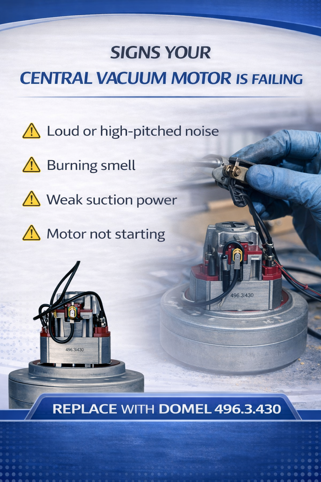 Domel 4963430 Vacuum Motor 120V Thru-Flow 5.7in Diameter 2 stage