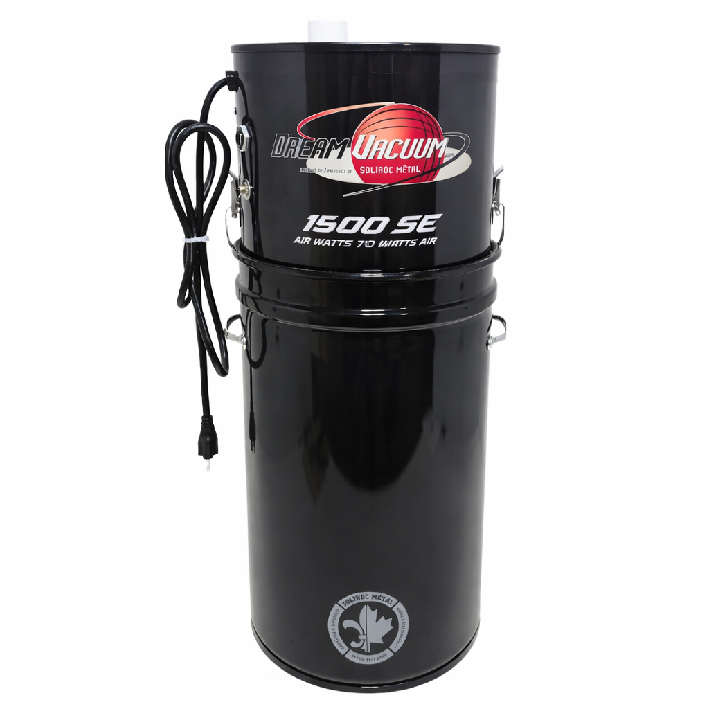 Black vacuum cleaner with brand logo on a white background