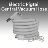 Central vacuum pigtail hose with dual voltage compatibility for plug-in wall outlets