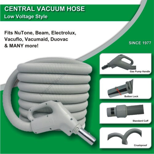 ﻿Central Vacuum Crush-Proof Low Voltage Hose Light-weight Non-Electric (Grey)