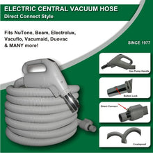 Load image into Gallery viewer, ﻿Central Vacuum Hose 30ft Direct Connect Crush-Proof Light-weight Electric (Grey)
